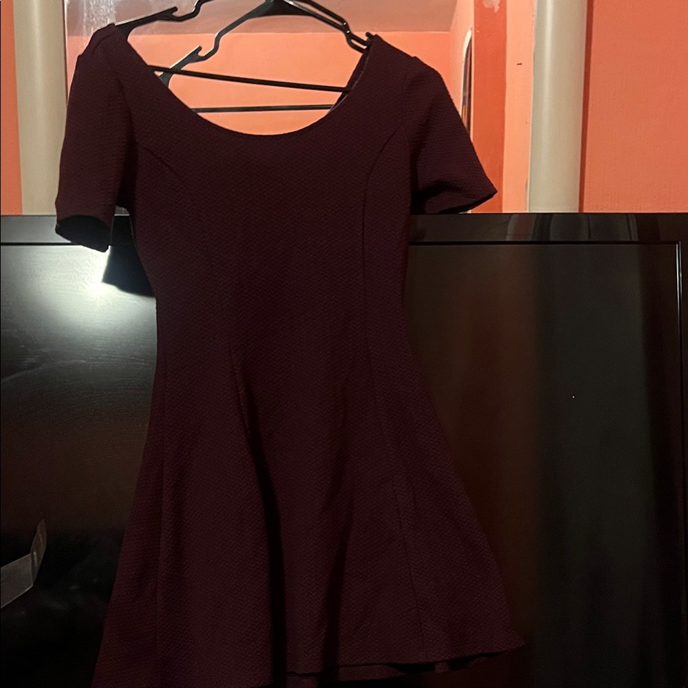Divided Deep Burgundy Mini Dress